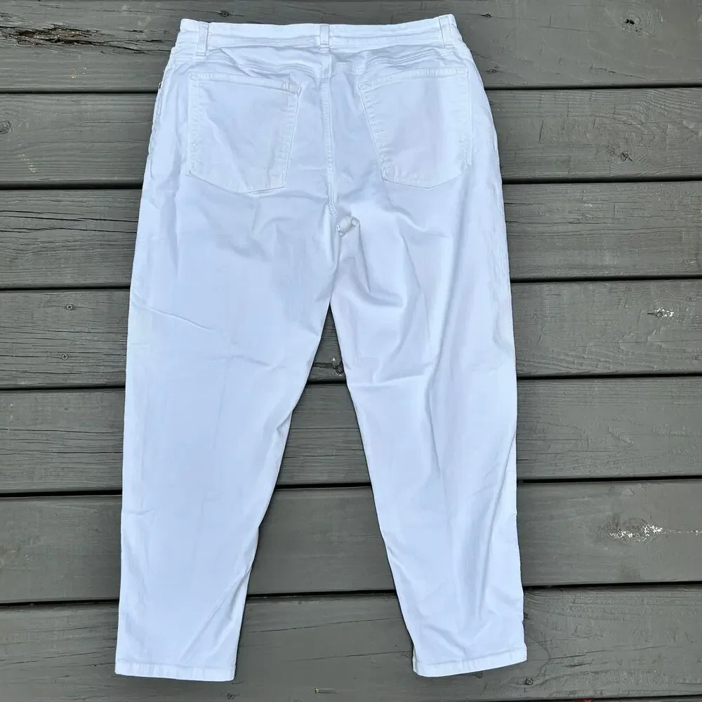 Eileen Fisher System White Jeans Slim Ankle Denim Size 12